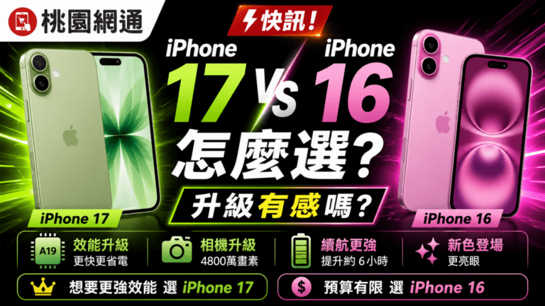 iPhone 17 vs iPhone 16 怎麼選？升級有感嗎？規格、價格差異一次看懂